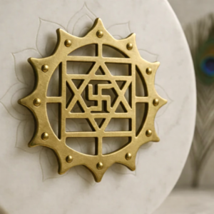 premium 100% pure brass shubh sanket swastik with lotus plate & spiritual helix – vastu protection for main door, home & office