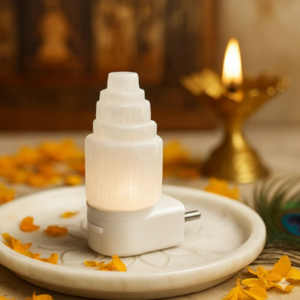 premium natural selenite tower lamp with led dimmer – vastu remedy for aura cleansing, crown chakra activation & negative energy removal